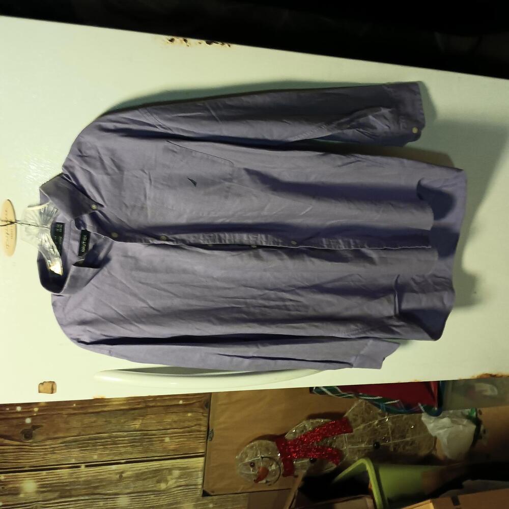 Nautica Men's Casual Button-Down Shirt - Purple, Size 16-32
